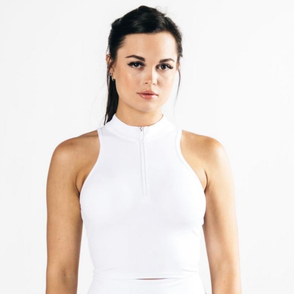 alphalete pulse zip tank - white - size medium